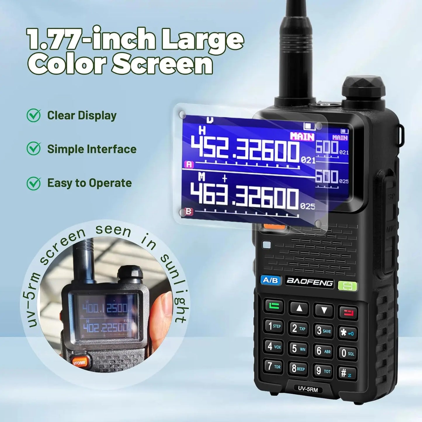 BAOFENG 5RM 10W Multi-Band Radio Ham Radio Long Rang UV-5RM Handheld Radio for Walkie Talkie Portable Two-Way Radio Air-Band