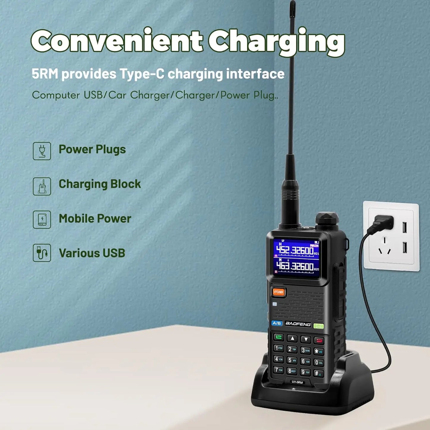 BAOFENG 5RM 10W Multi-Band Radio Ham Radio Long Rang UV-5RM Handheld Radio for Walkie Talkie Portable Two-Way Radio Air-Band