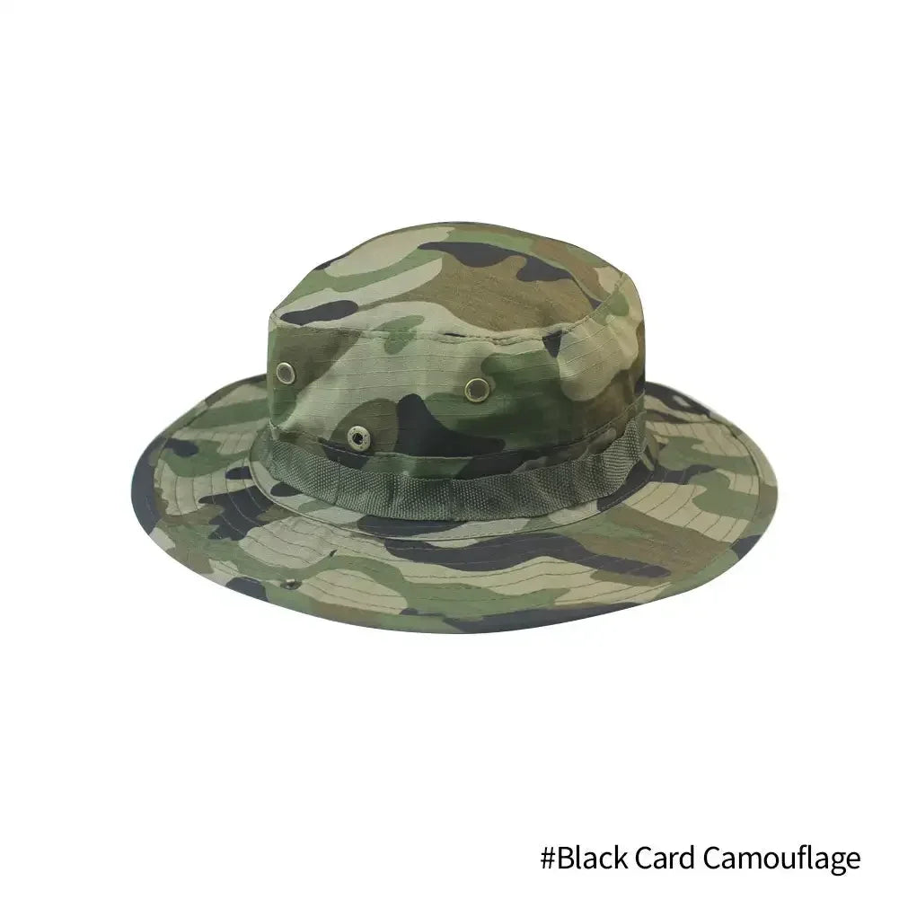 Camouflage Tactical Boonie Hats Camping Climbing Bucket Sniper Hat Men Outdoor Fishing Hiking Cap Sun Protective Boonie Caps