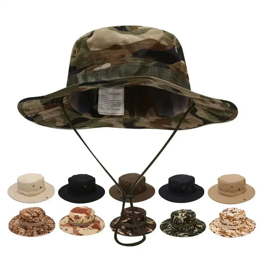 Camouflage Tactical Boonie Hats Camping Climbing Bucket Sniper Hat Men Outdoor Fishing Hiking Cap Sun Protective Boonie Caps