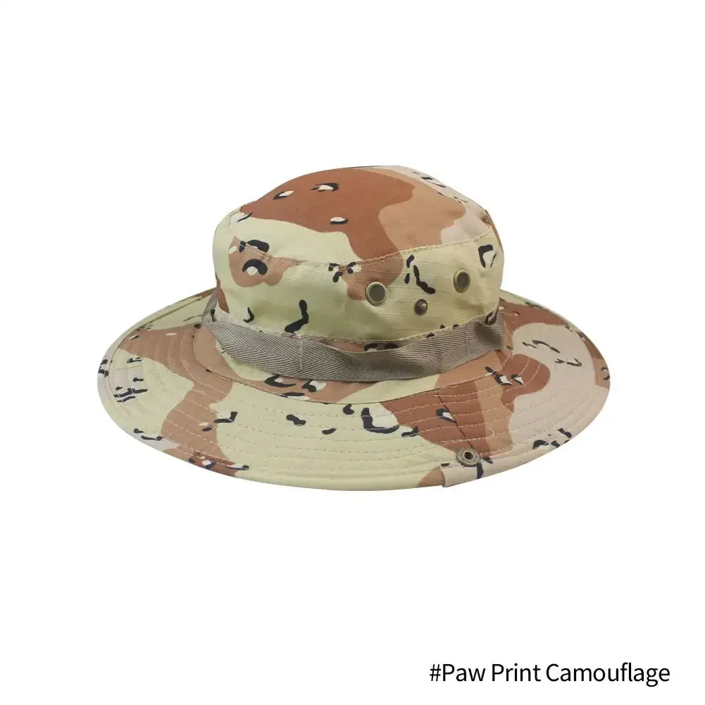 Camouflage Tactical Boonie Hats Camping Climbing Bucket Sniper Hat Men Outdoor Fishing Hiking Cap Sun Protective Boonie Caps