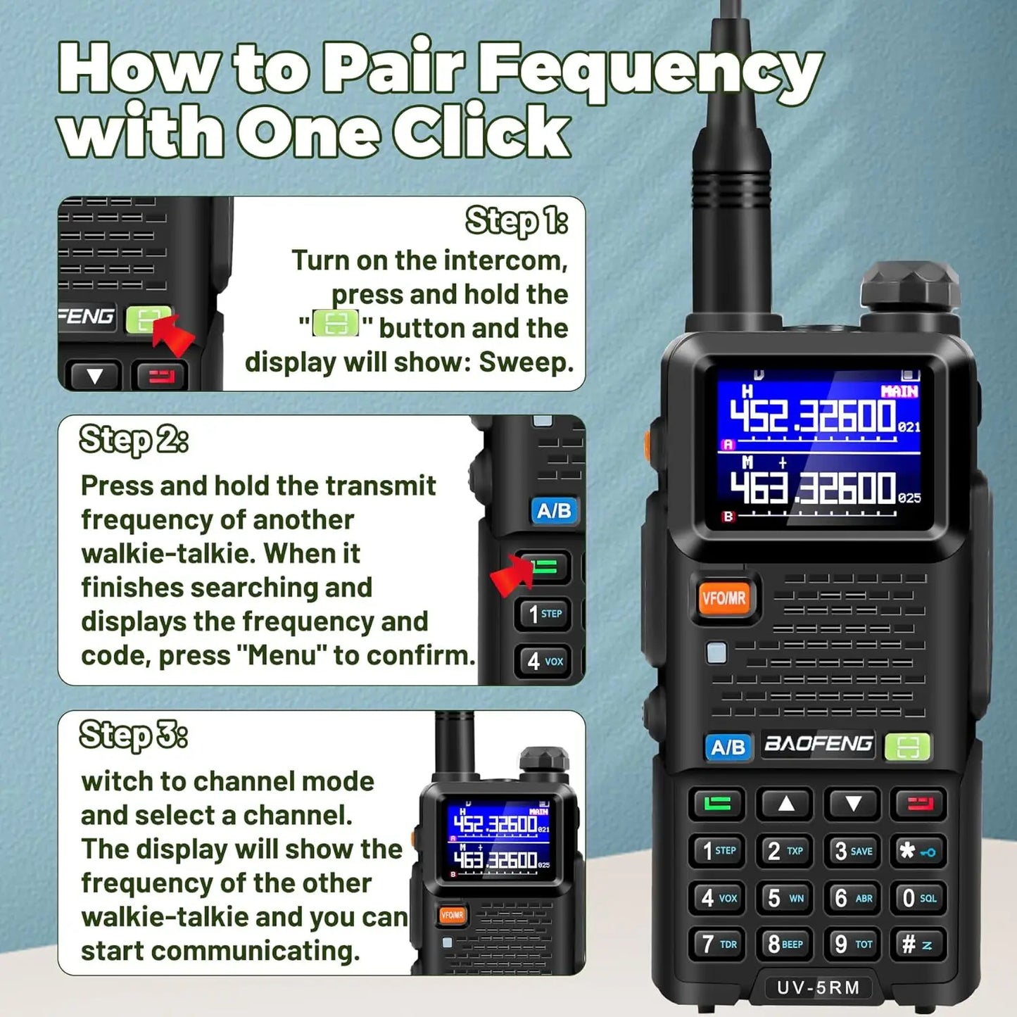 BAOFENG 5RM 10W Multi-Band Radio Ham Radio Long Rang UV-5RM Handheld Radio for Walkie Talkie Portable Two-Way Radio Air-Band