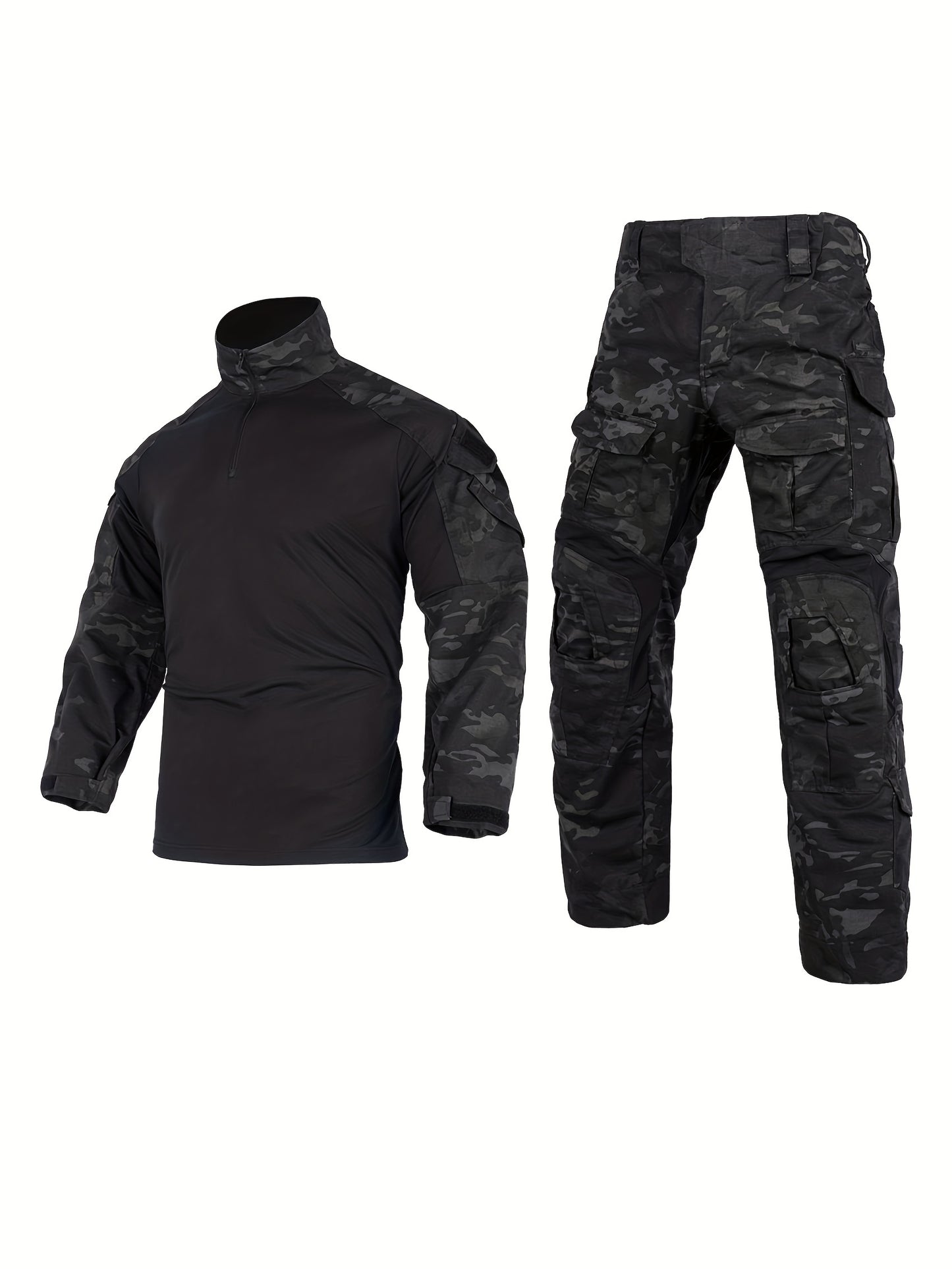 G3 Tactical Camo Suit with Knee Pads - Durable Polyester, Machine Washable, Ideal for Training, CS Airsoft & Hunting