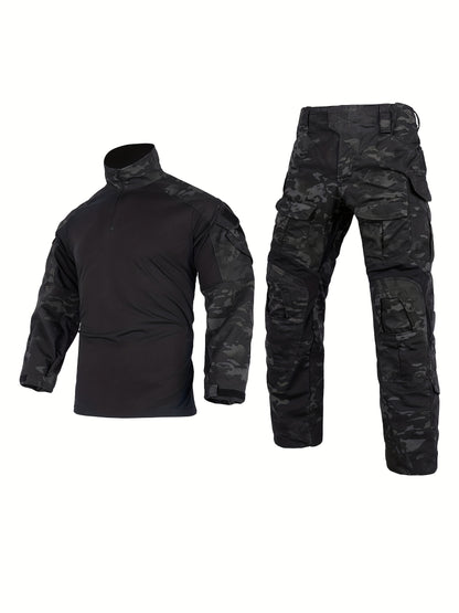 G3 Tactical Camo Suit with Knee Pads - Durable Polyester, Machine Washable, Ideal for Training, CS Airsoft & Hunting