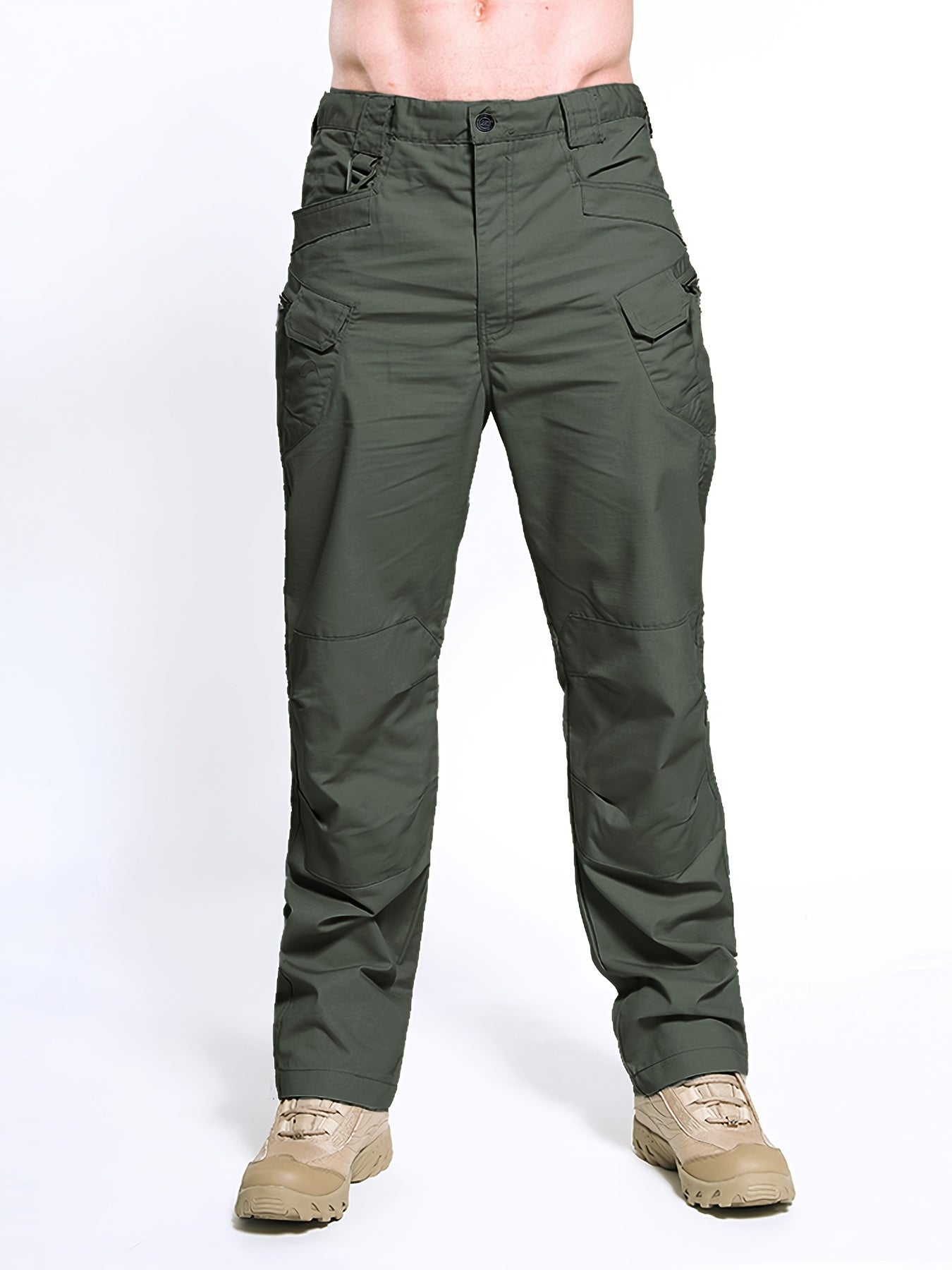 Multi Pocket Men's Tactical Pants, Loose Casual Outdoor Military Pants, Mens Pants For Hiking