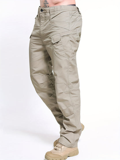 Multi Pocket Men's Tactical Pants, Loose Casual Outdoor Military Pants, Mens Pants For Hiking