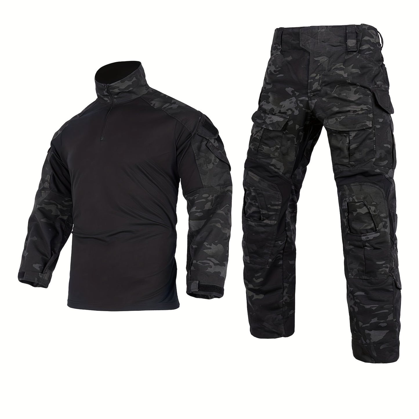 G3 Tactical Camo Suit with Knee Pads - Durable Polyester, Machine Washable, Ideal for Training, CS Airsoft & Hunting