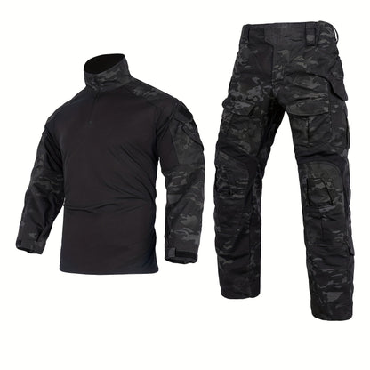 G3 Tactical Camo Suit with Knee Pads - Durable Polyester, Machine Washable, Ideal for Training, CS Airsoft & Hunting