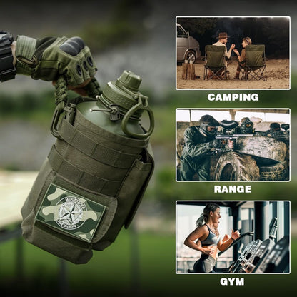 MOON LENCE 64 Oz Insulated Water Bottle Sports Kettle Half Gallon Water Jug with Adjustable Strap - Stainless Steel Military Thermal Water Bottles with Paracord Handle for Men Hunter Green 2 Litres