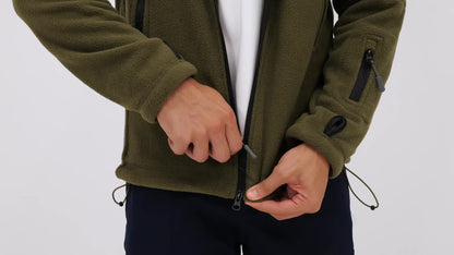 Men's Tactical Hoodie Fleece Jacket Winter Warm Full-Zip Military Army Outerwear Outdoor Sport Hooded Skiing Hunting Hiking Coat with 7 Zip Pockets