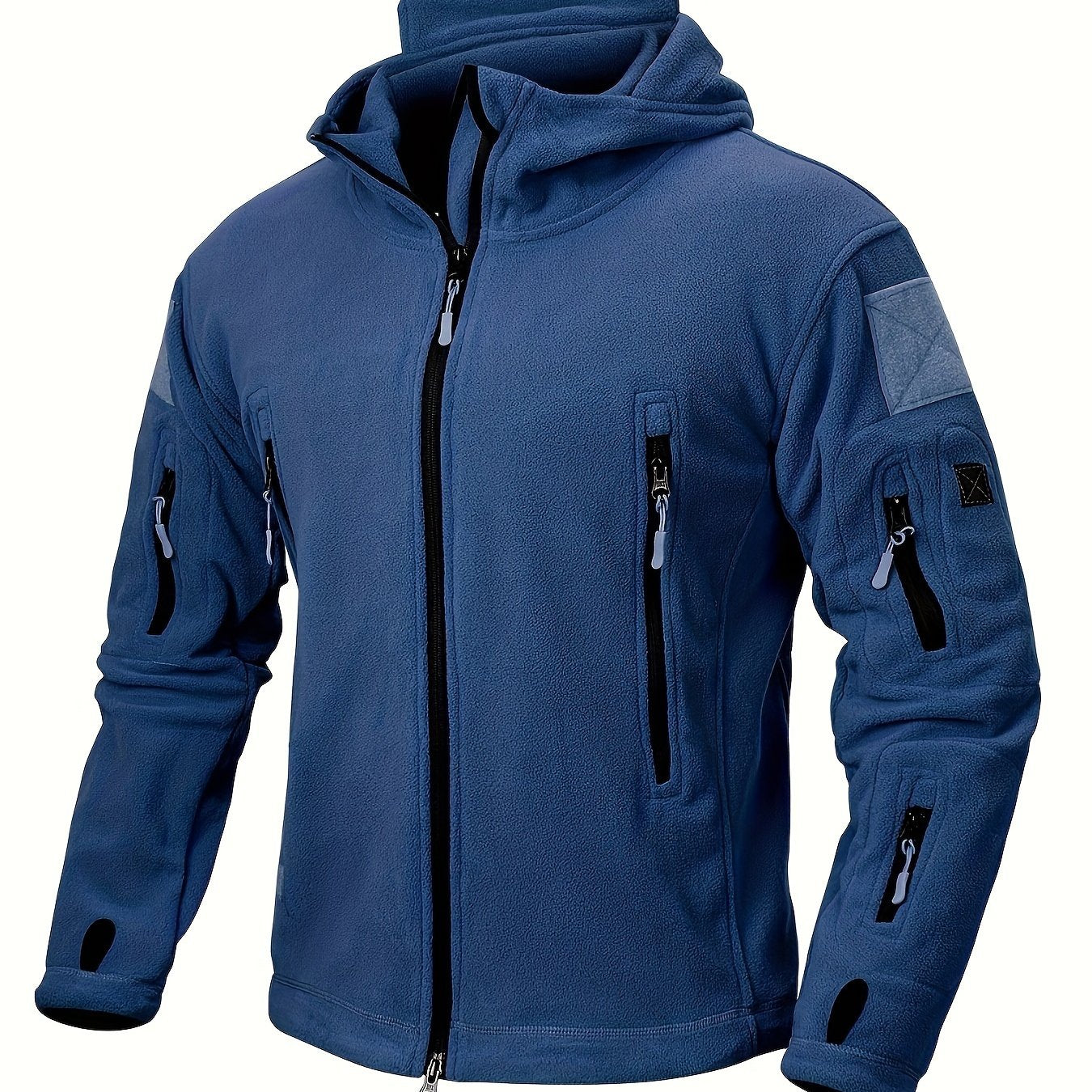 Men's Tactical Hoodie Fleece Jacket Winter Warm Full-Zip Military Army Outerwear Outdoor Sport Hooded Skiing Hunting Hiking Coat with 7 Zip Pockets
