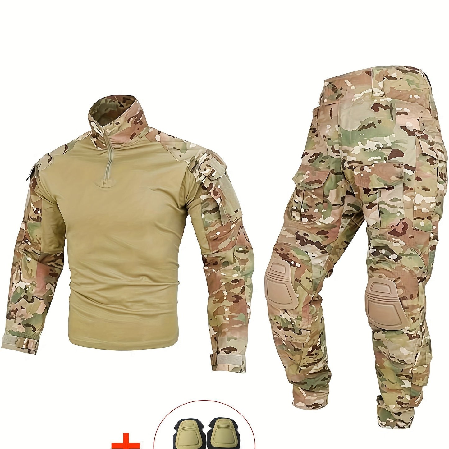 G3 Tactical Camo Suit with Knee Pads - Durable Polyester, Machine Washable, Ideal for Training, CS Airsoft & Hunting