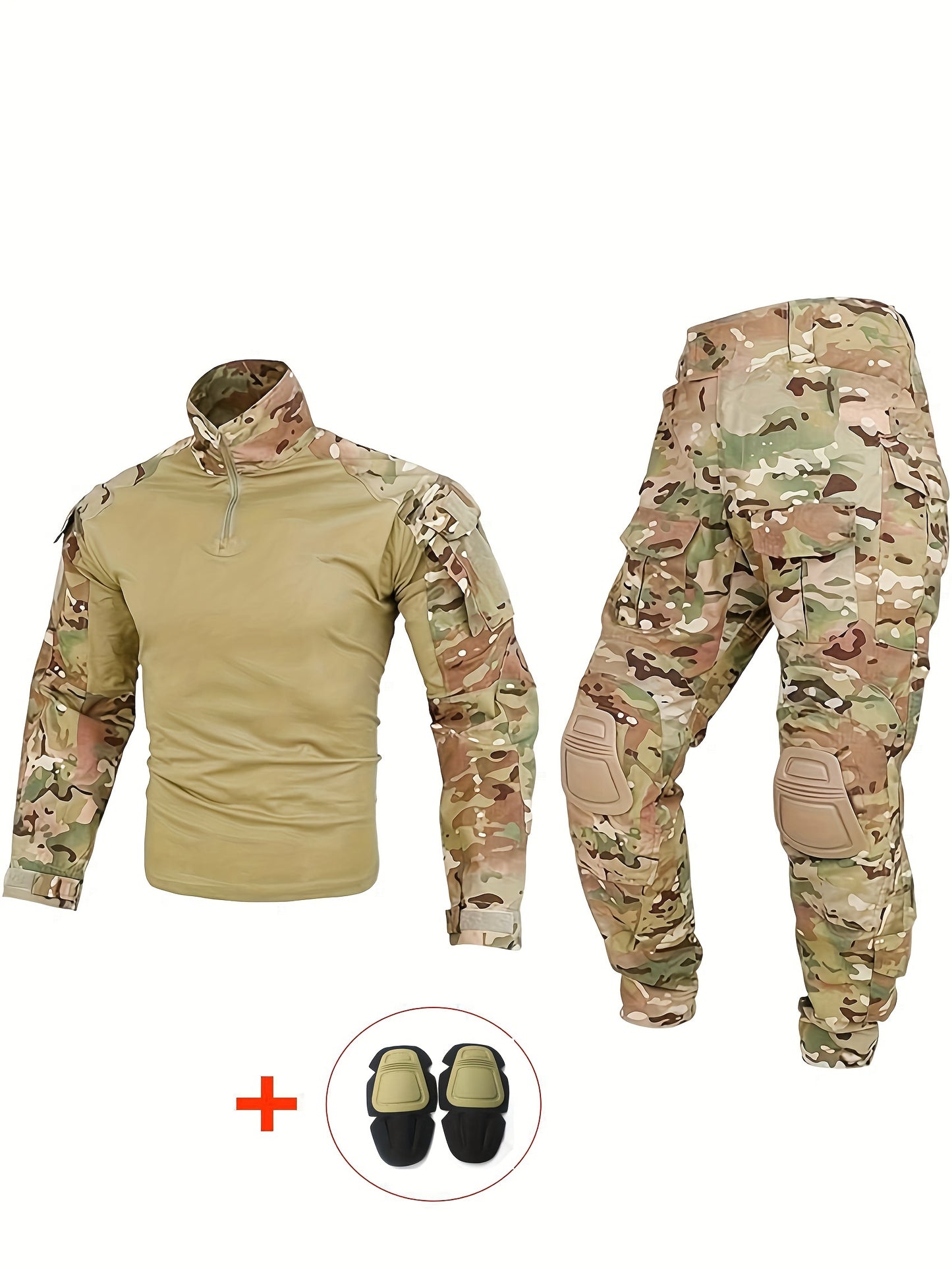 G3 Tactical Camo Suit with Knee Pads - Durable Polyester, Machine Washable, Ideal for Training, CS Airsoft & Hunting
