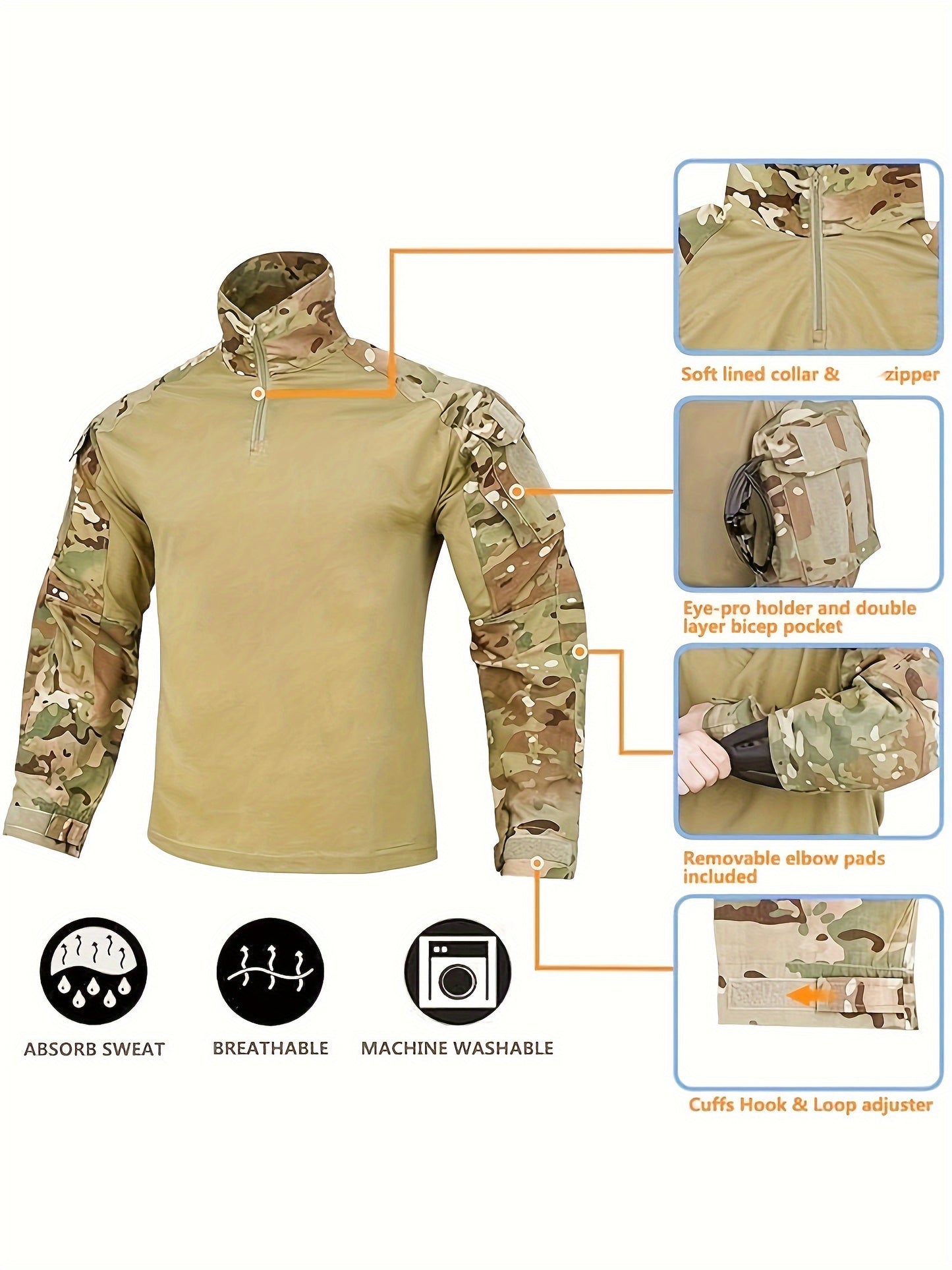 G3 Tactical Camo Suit with Knee Pads - Durable Polyester, Machine Washable, Ideal for Training, CS Airsoft & Hunting