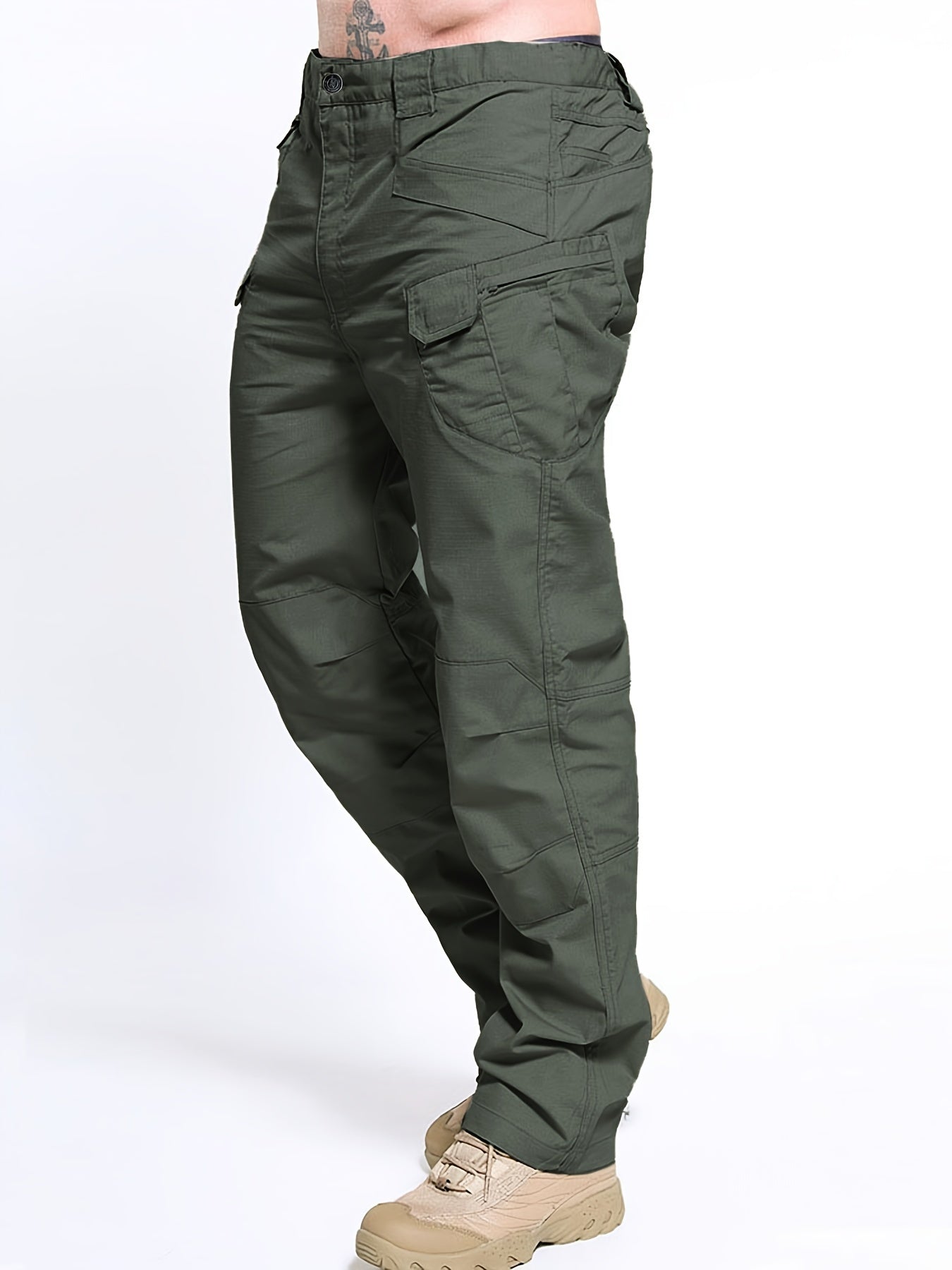 Multi Pocket Men's Tactical Pants, Loose Casual Outdoor Military Pants, Mens Pants For Hiking