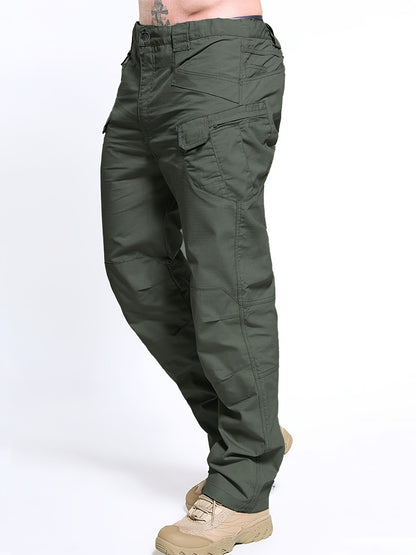Multi Pocket Men's Tactical Pants, Loose Casual Outdoor Military Pants, Mens Pants For Hiking