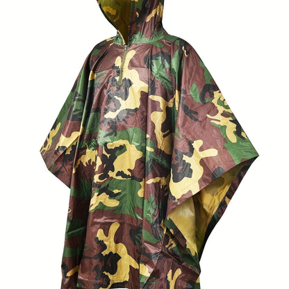 Military Style Tactical Poncho, Outdoor Rain Poncho Multipurpose Waterproof Military Tent Rain Poncho for Camping Outdoor Hunting Hiking
