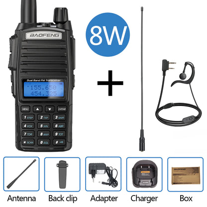 Baofeng UV 82 Walkie Talkie Real 5W 8W Ham Radio Comunicador Dual PTT Long Range 2 Way Portable FM Amateur Radio Station