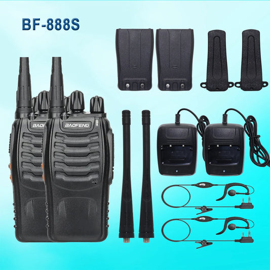5W Baofeng BF-888S Walkie Talkie USB Plug Dual Band Portable Two Way Radio Long Range Standby UHF:400-470MHz 16CH 1Pc/2Pcs