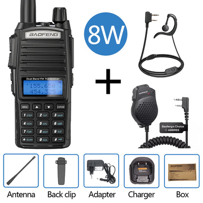 Baofeng UV 82 Walkie Talkie Real 5W 8W Ham Radio Comunicador Dual PTT Long Range 2 Way Portable FM Amateur Radio Station
