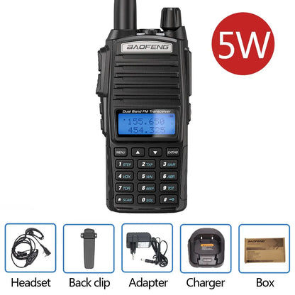 Baofeng UV 82 Walkie Talkie Real 5W 8W Ham Radio Comunicador Dual PTT Long Range 2 Way Portable FM Amateur Radio Station