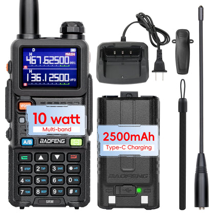 BAOFENG 5RM 10W Multi-Band Radio Ham Radio Long Rang UV-5RM Handheld Radio for Walkie Talkie Portable Two-Way Radio Air-Band