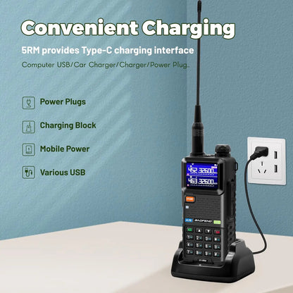 BAOFENG 5RM 10W Multi-Band Radio Ham Radio Long Rang UV-5RM Handheld Radio for Walkie Talkie Portable Two-Way Radio Air-Band