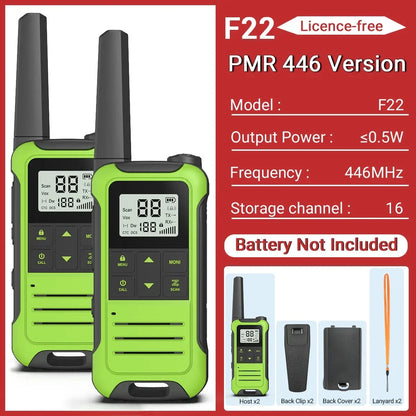 2PCS Baofeng F22 PMR FRS Mini Walkie Talkie Waterproof Type-C Licence-free NOAA Portable Two Way Ham Radio for Hunting