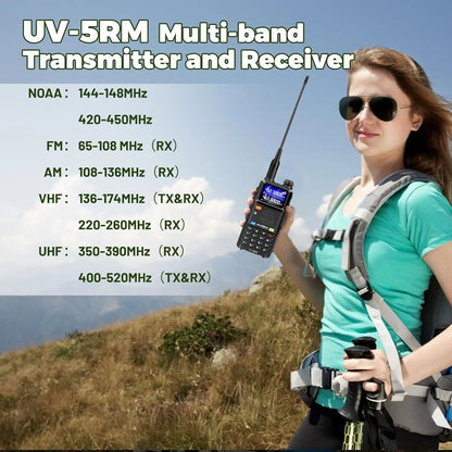 BAOFENG 5RM 10W Multi-Band Radio Ham Radio Long Rang UV-5RM Handheld Radio for Walkie Talkie Portable Two-Way Radio Air-Band