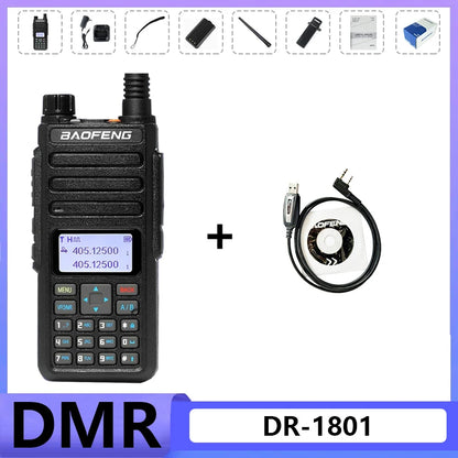 Baofeng DR 1801 Walkie Talkie Large Screem Tier 1+2 Dual Time Slot Digital Dual band 136-174 400-470MHz Portabsle Two Way Radio