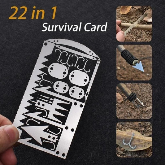 22 In 1Survival Card Survival Tool Card  Multi Purpose Pocket Tool Stainless Steel Survival Camping Hiking Fishing Hunting Tools