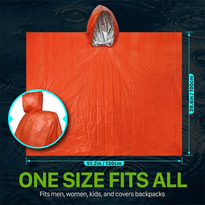 Survival Emergency Poncho,Lightweight Survival Gear for Outdoor Camping Hiking Keep Warm After Earthquakes,Hurricanes Disasters