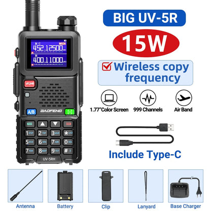 Baofeng UV 5RH 10W Air Band Walkie Talkie Long Range Wirless Copy Frequency Two Way Ham Radio Type-C Baofeng UV 5R Transceiver