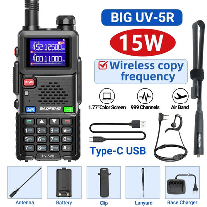 Baofeng UV 5RH 10W Air Band Walkie Talkie Long Range Wirless Copy Frequency Two Way Ham Radio Type-C Baofeng UV 5R Transceiver