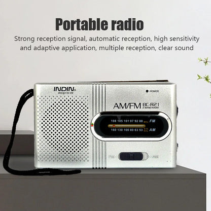BC-R21 Mini Radio AM FM Battery Operated Portable Radio Best Reception Longest Lasting For Running Walking Home Soundbox