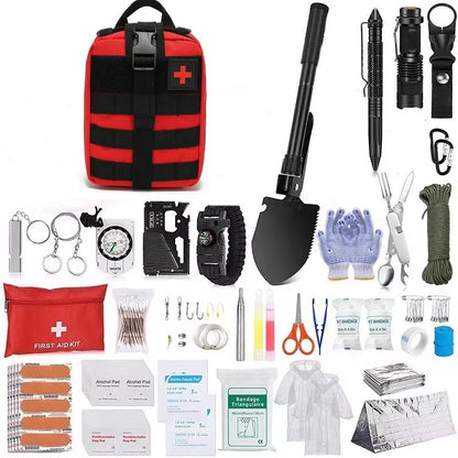 Survival Kit, First Aid Kit/Trauma Kit With Essential Survival Gear Emergency Medical Supplies For Hiking Camping Backpacking