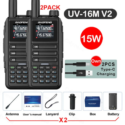 2PCS Baofeng  Walkie Talkie 12W High Capacity AM FM Two Way Radio Full Band LCD 999CH Frequency Copy NOAA Noise Reduce