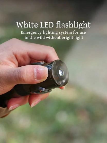 Survival Whistle with Compass Thermometer LED Light Reflective Mirror Sealed Design for Outdoor Camping Hiking Emergency Gear