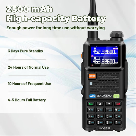 BAOFENG 5RM 10W Multi-Band Radio Ham Radio Long Rang UV-5RM Handheld Radio for Walkie Talkie Portable Two-Way Radio Air-Band