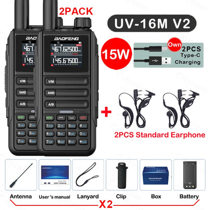 2PCS Baofeng  Walkie Talkie 12W High Capacity AM FM Two Way Radio Full Band LCD 999CH Frequency Copy NOAA Noise Reduce