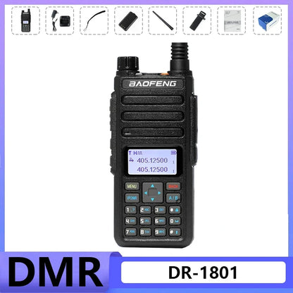 Baofeng DR 1801 Walkie Talkie Large Screem Tier 1+2 Dual Time Slot Digital Dual band 136-174 400-470MHz Portabsle Two Way Radio