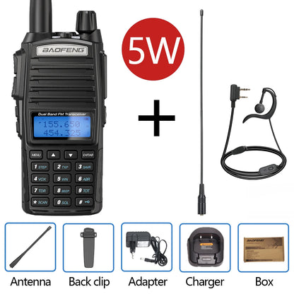 Baofeng UV 82 Walkie Talkie Real 5W 8W Ham Radio Comunicador Dual PTT Long Range 2 Way Portable FM Amateur Radio Station