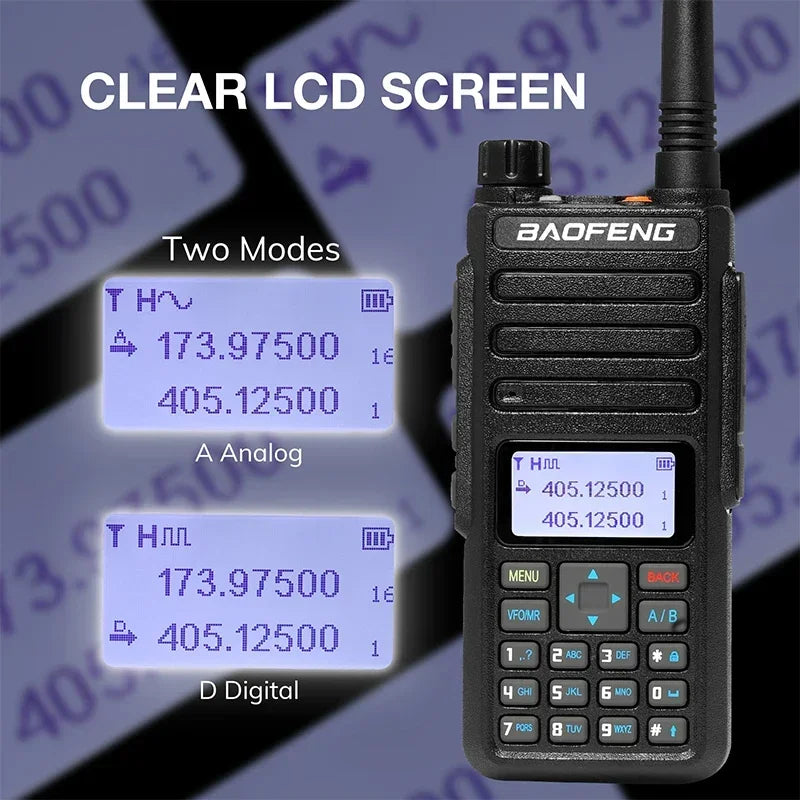 Baofeng DR 1801 Walkie Talkie Large Screem Tier 1+2 Dual Time Slot Digital Dual band 136-174 400-470MHz Portabsle Two Way Radio