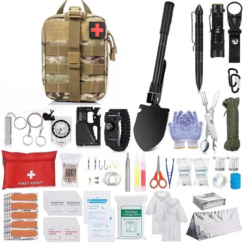 Survival Kit, First Aid Kit/Trauma Kit With Essential Survival Gear Emergency Medical Supplies For Hiking Camping Backpacking