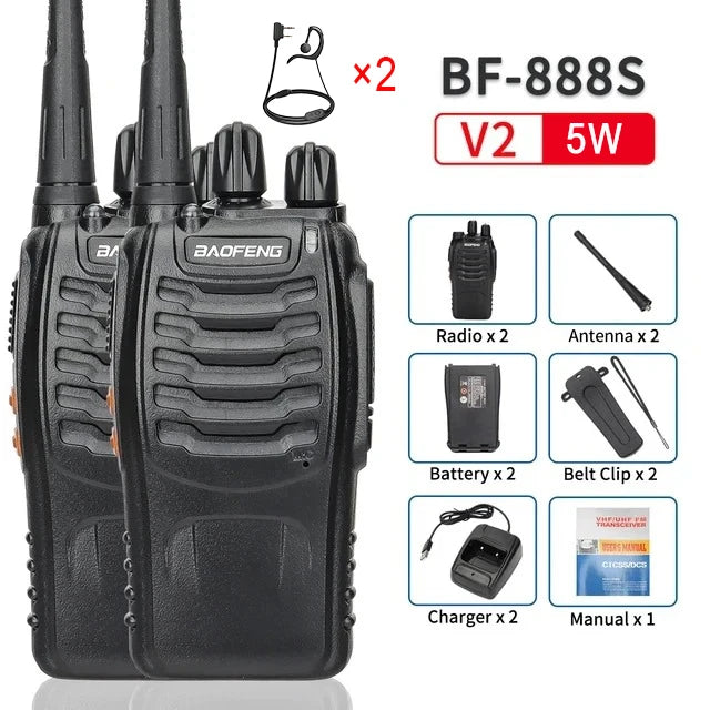 5W Baofeng BF-888S Walkie Talkie USB Plug Dual Band Portable Two Way Radio Long Range Standby UHF:400-470MHz 16CH 1Pc/2Pcs