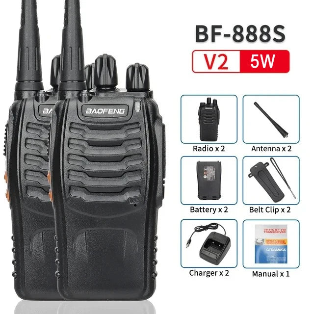 5W Baofeng BF-888S Walkie Talkie USB Plug Dual Band Portable Two Way Radio Long Range Standby UHF:400-470MHz 16CH 1Pc/2Pcs