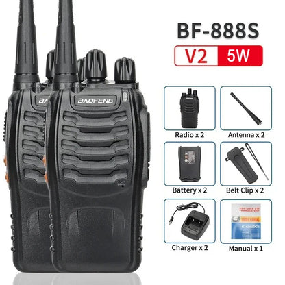 5W Baofeng BF-888S Walkie Talkie USB Plug Dual Band Portable Two Way Radio Long Range Standby UHF:400-470MHz 16CH 1Pc/2Pcs