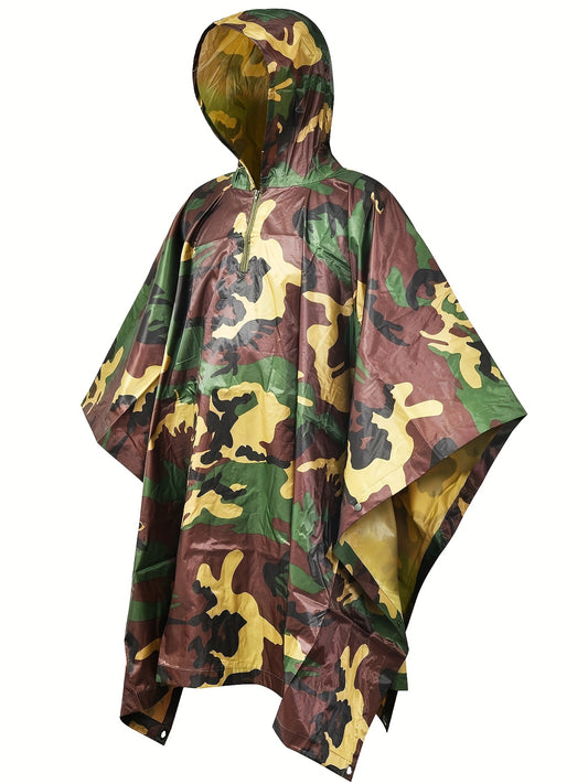 Military Style Tactical Poncho, Outdoor Rain Poncho Multipurpose Waterproof Military Tent Rain Poncho for Camping Outdoor Hunting Hiking