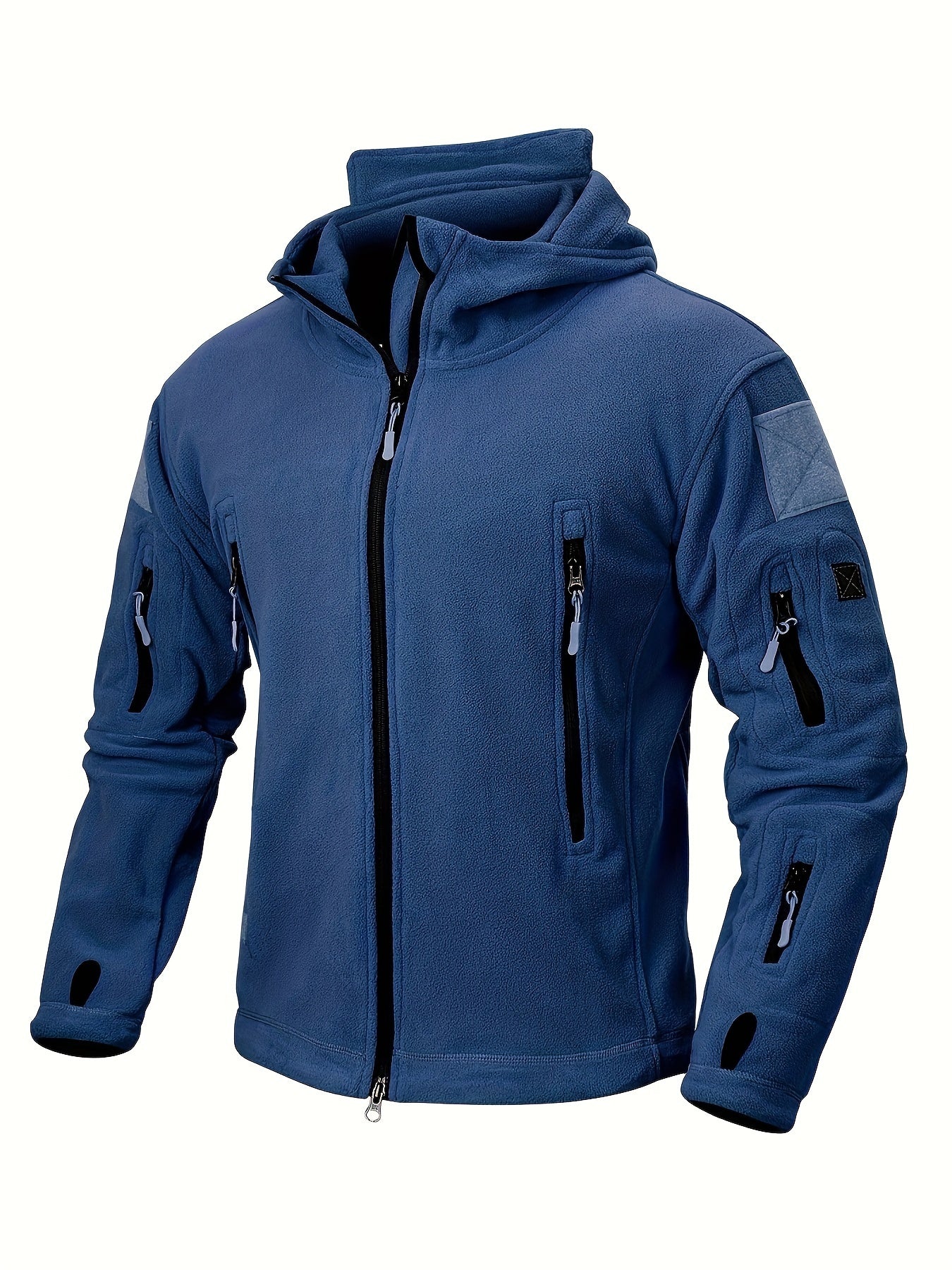 Men's Tactical Hoodie Fleece Jacket Winter Warm Full-Zip Military Army Outerwear Outdoor Sport Hooded Skiing Hunting Hiking Coat with 7 Zip Pockets
