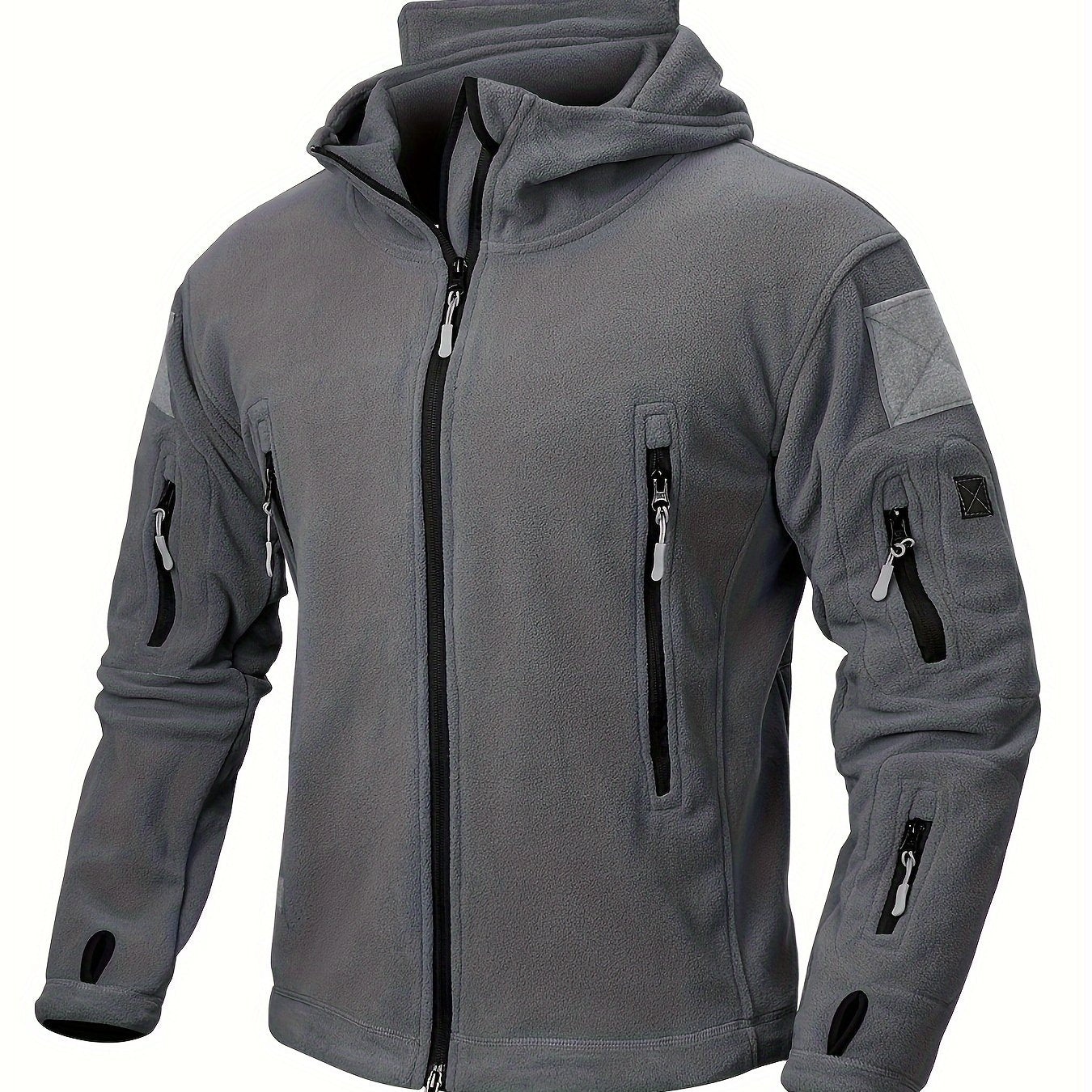 Men's Tactical Hoodie Fleece Jacket Winter Warm Full-Zip Military Army Outerwear Outdoor Sport Hooded Skiing Hunting Hiking Coat with 7 Zip Pockets
